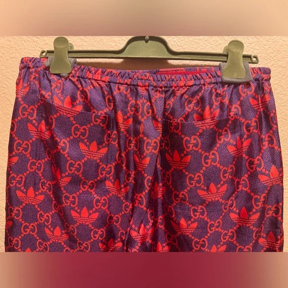 New Gucci x Adidas GG Maxi Logo Silk Shorts - Picture 7 of 9